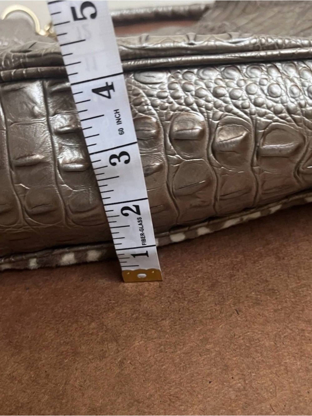 Brahmin Kathleen Exotic Leopard & Croc Leather Hobo Shoulder Bag Gold-tone  EUC - Picture 13 of 15